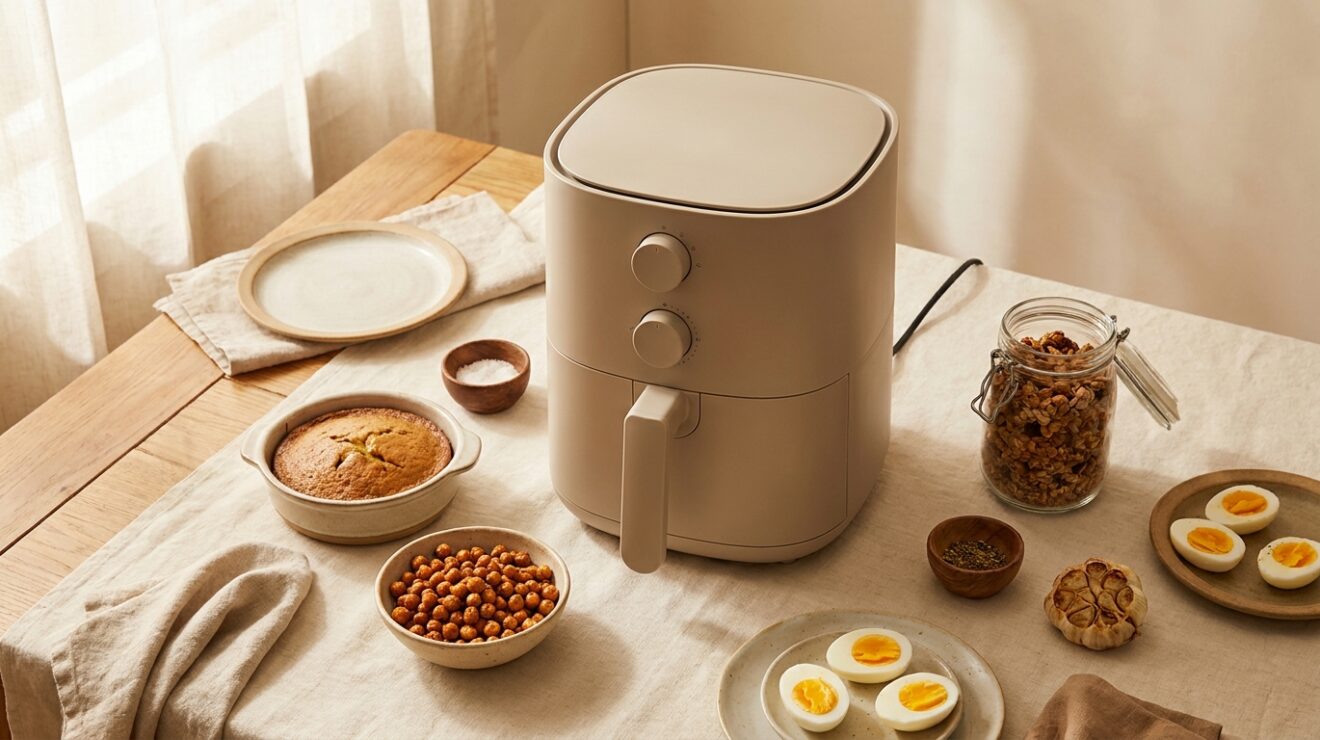 Things to make in an air fryer: roasted chickpeas, granola, eggs and garlic