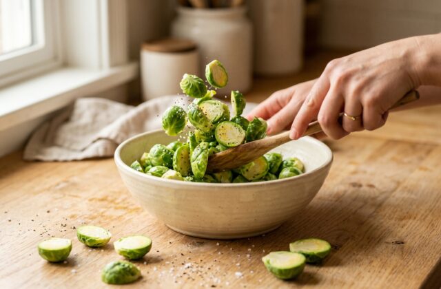 Crispy Air Fryer Brussels Sprouts — Toss the sprouts