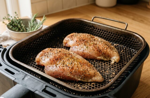 Juicy Air Fryer Chicken Breast — Air fry, flipping halfway