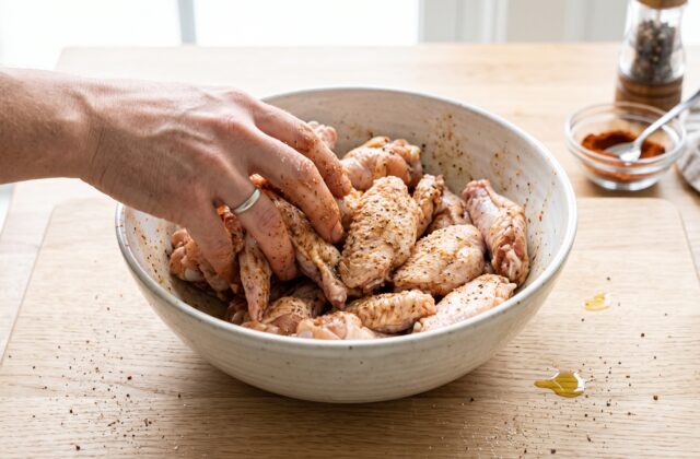 Crispy Air Fryer Chicken Wings — Season the wings