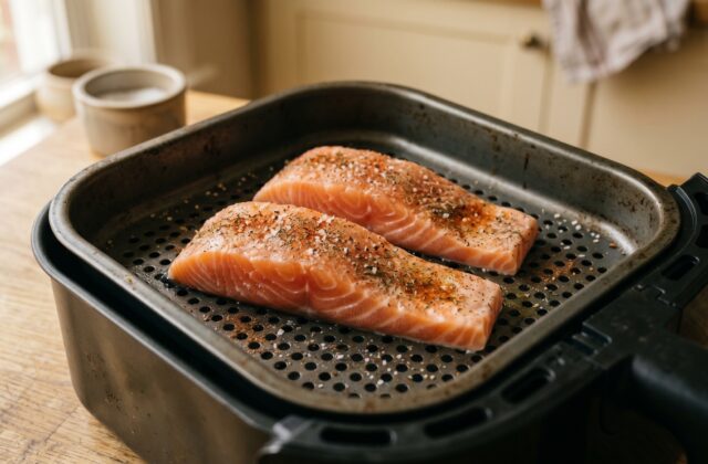 Crispy Air Fryer Salmon — Air fry skin-side down