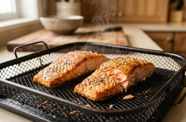 Crispy Air Fryer Salmon — Rest and serve
