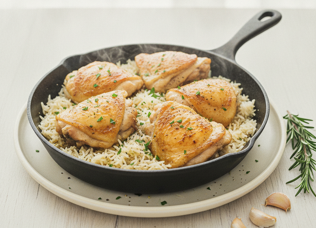 one pan garlic butter chicken and rice