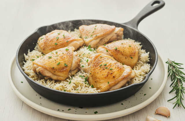 One-Pan Garlic Butter Chicken and Rice